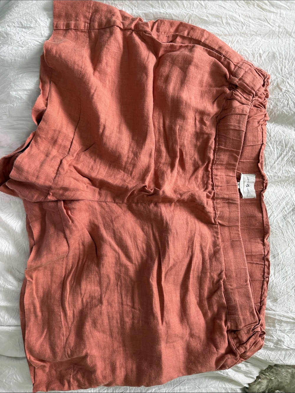Lou & Grey Rust Pink Elastic Waist Linen-Blend Shorts